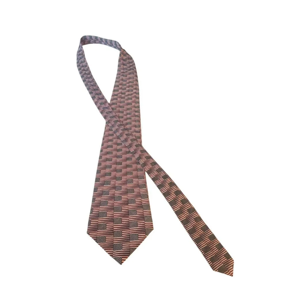 Carlos Devenezia Mens Tie Necktie‎ Designer Repeating American Flag Patriotic